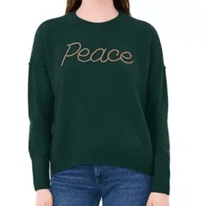 Vince Camuto Green Crew Neck Sweater with Script Design